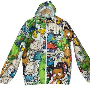 NICKELODEON X MEMBERS ONLY sz Small Rugrats Windbreaker Lined Pockets Seam Flaw